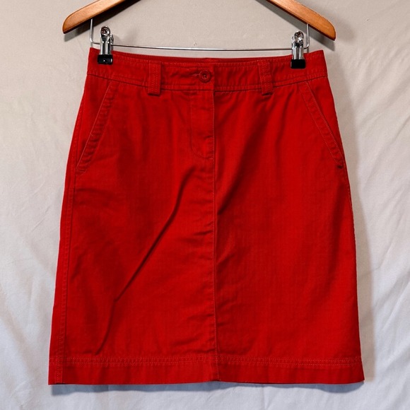 L.L. Bean Dresses & Skirts - L.L.Bean Soft Denim Skirt, Cranberry, 100% Cotton, Size 4, Straight, Knee Length